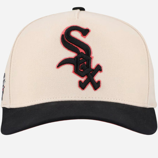 Men's Chicago White Sox Mitchell & Ness Cream Overspray Pro Pinch Snapback Hat