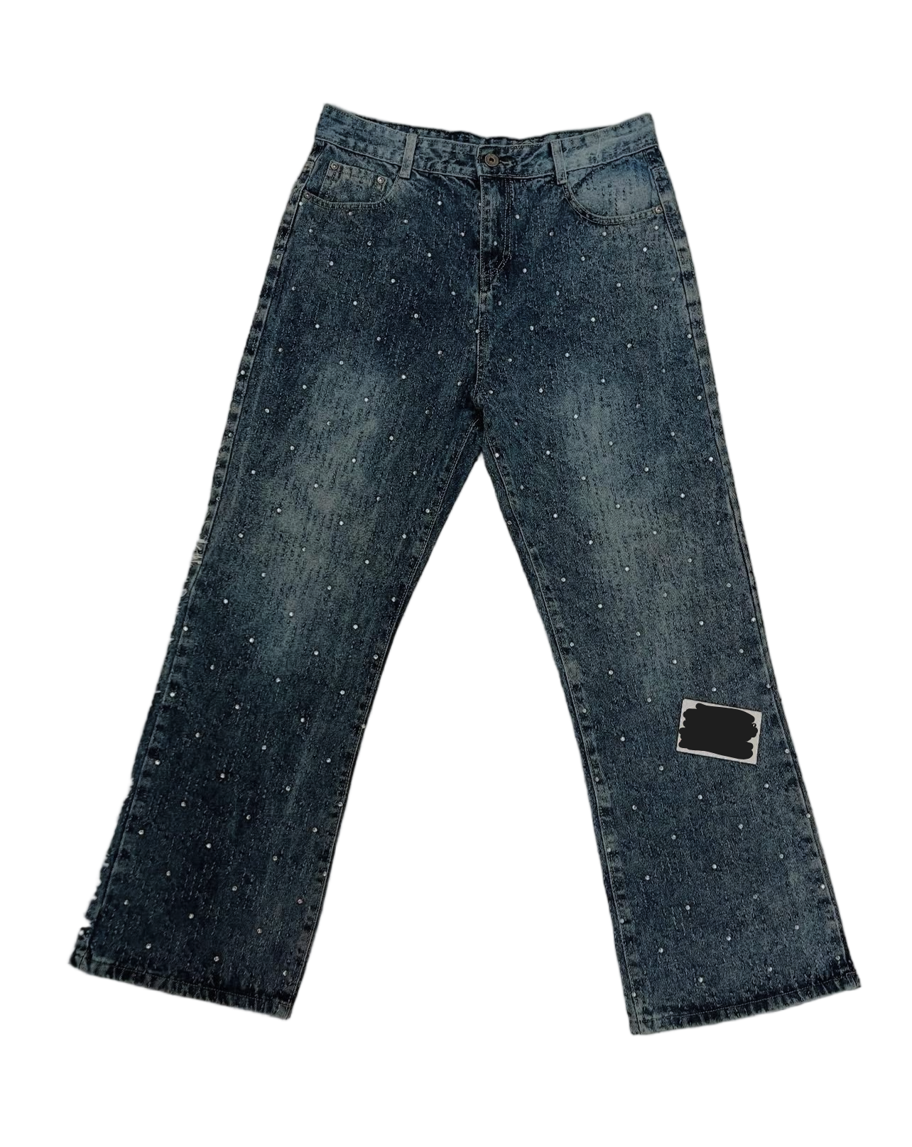 Rhinestone denim pants