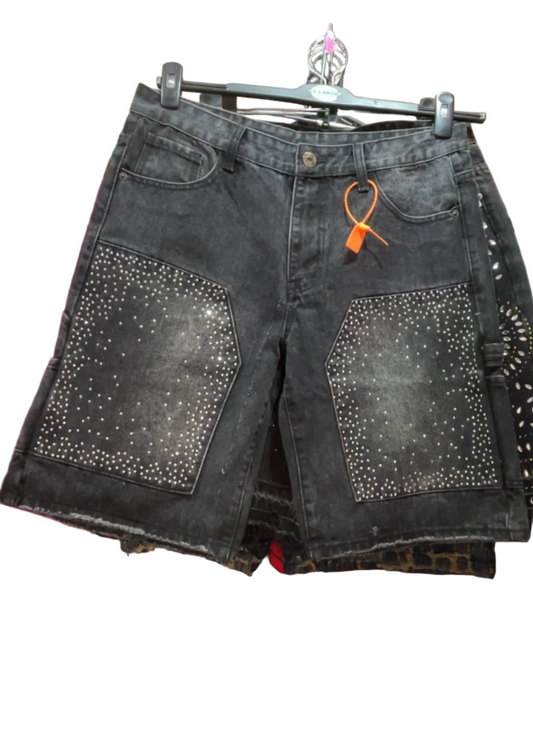 Rhinestone patch denim