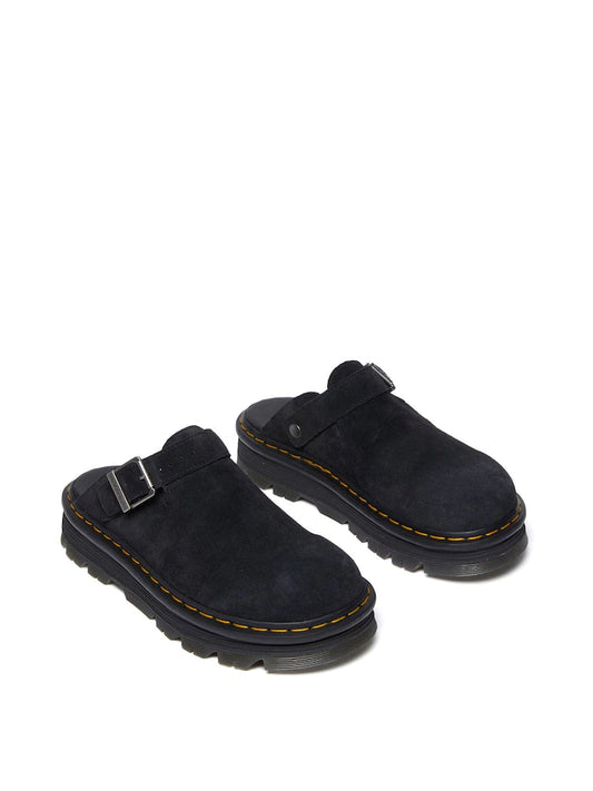 Dr. Martens Black ZebZag Suede Mule Shoes