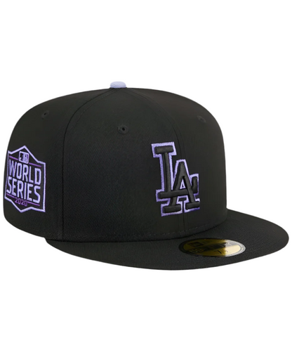 New Era Black Los Angeles Dodgers Pastel Undervisor 59FIFTY Fitted Cap