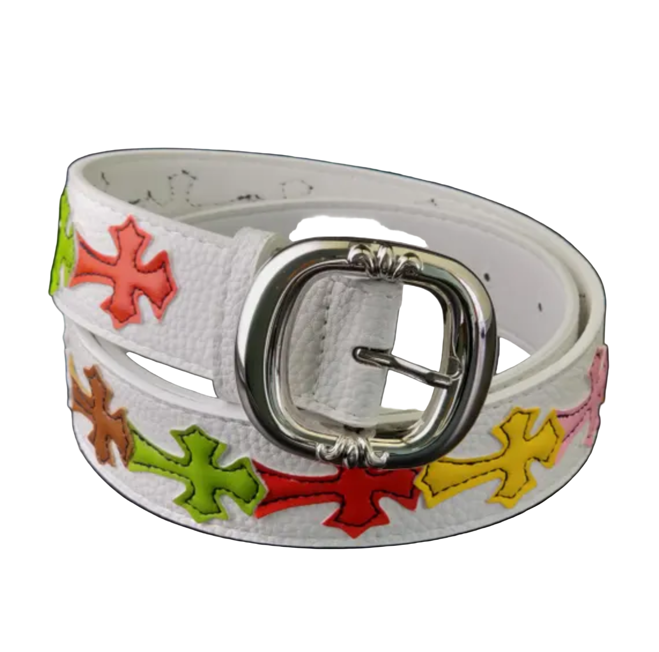 White rainbow chrome belt