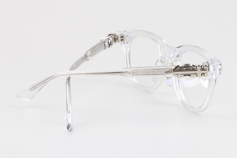 Chrome glasses clear frame