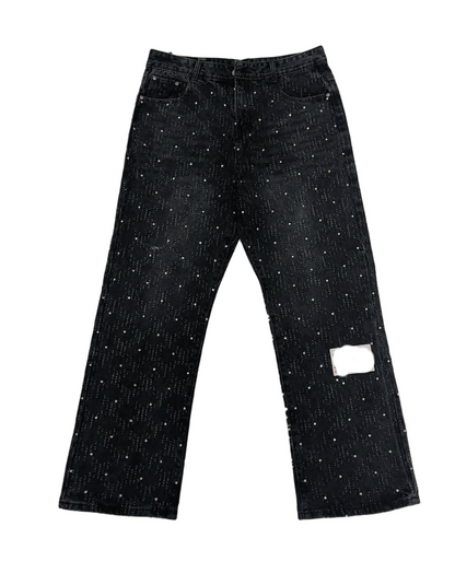 Rhinestone denim pants