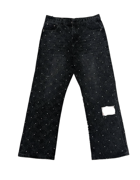 Rhinestone denim pants