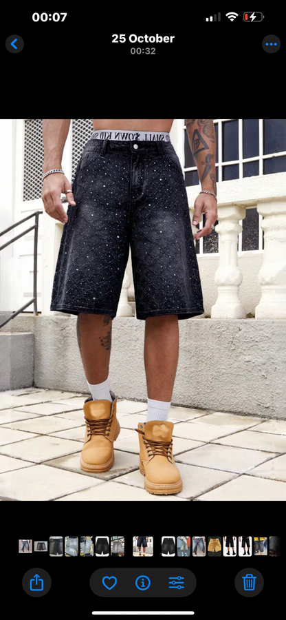 Rhinestone denim jorts