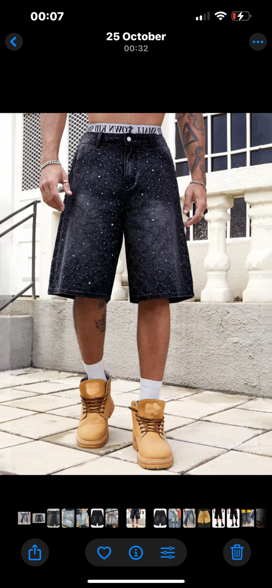 Rhinestone denim jorts