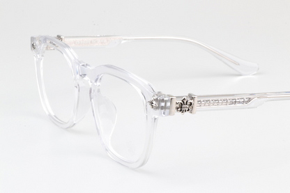 Chrome glasses clear frame