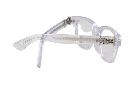 Chrome glasses clear frame