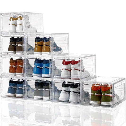 CLEAR STACKABLE SHOE STORAGE BOX (6 - UNIT)