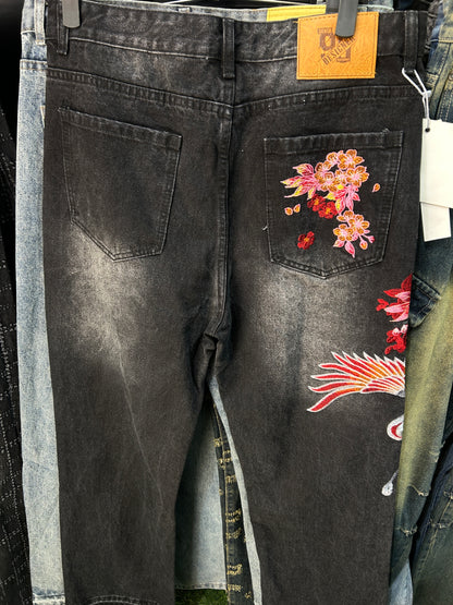 Pattern Embroidered denim