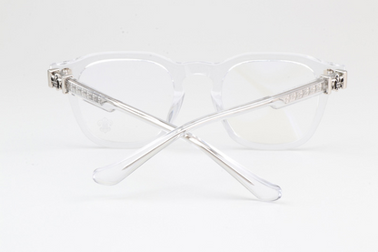 Chrome glasses clear frame