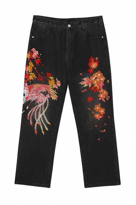 Pattern Embroidered denim