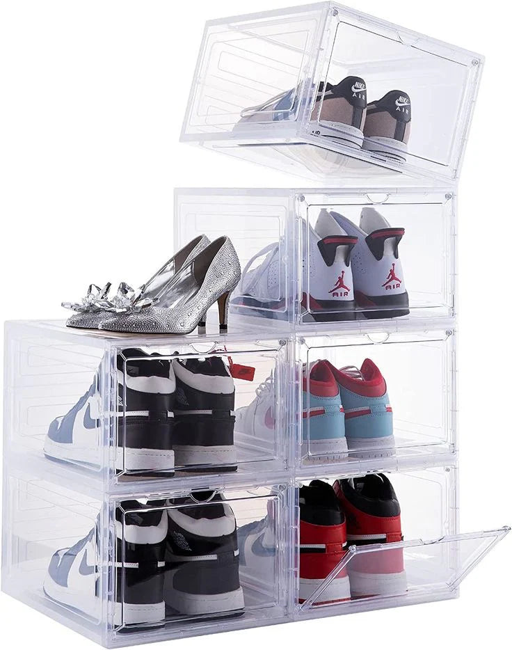 CLEAR STACKABLE SHOE STORAGE BOX (6 - UNIT)