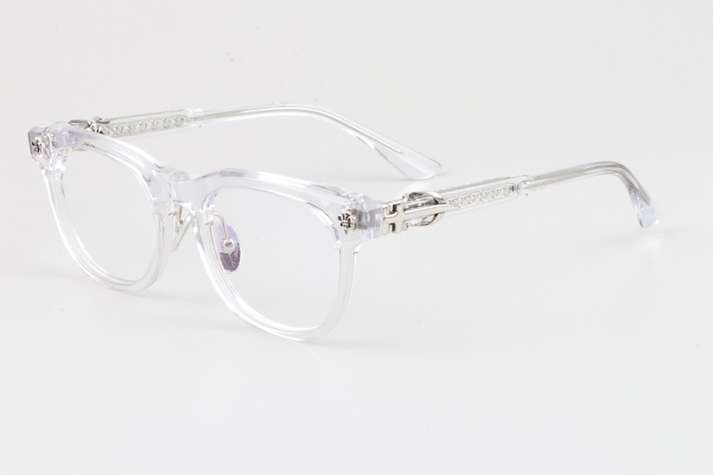 Chrome glasses clear frame