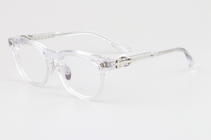Chrome glasses clear frame