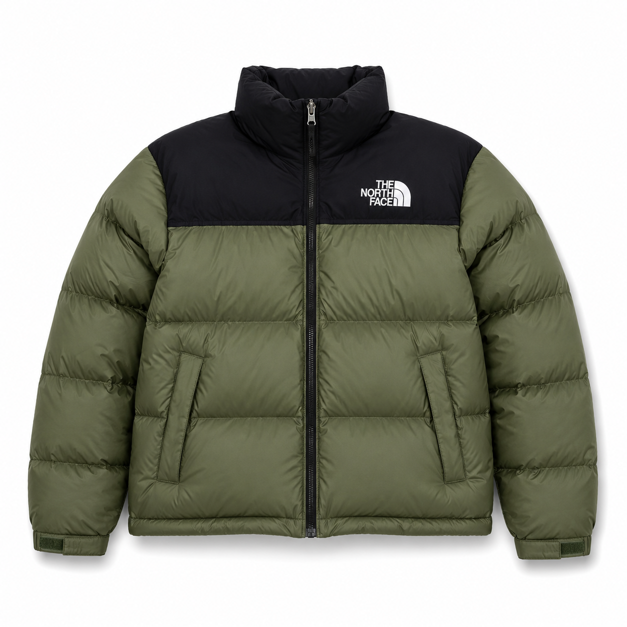 Army green quilted puffer