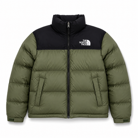 Army green quilted puffer
