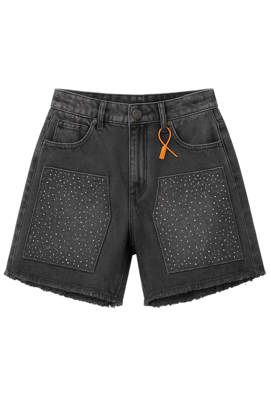 Rhinestone patch denim