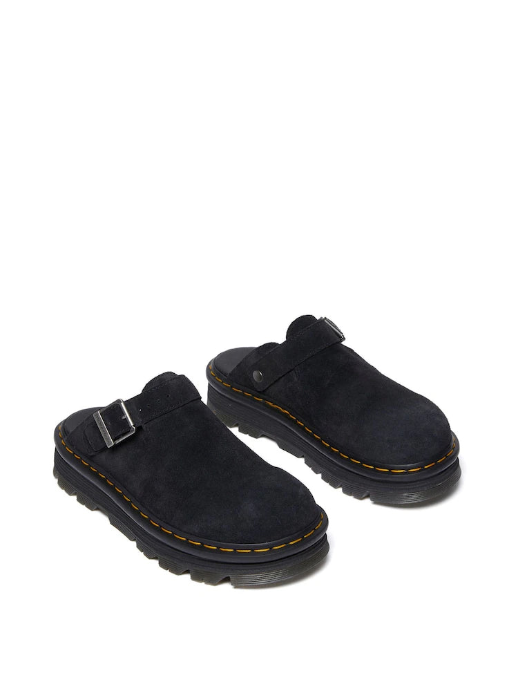 Dr. Martens Black ZebZag Suede Mule Shoes