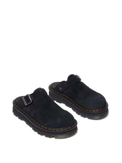 Dr. Martens Black ZebZag Suede Mule Shoes