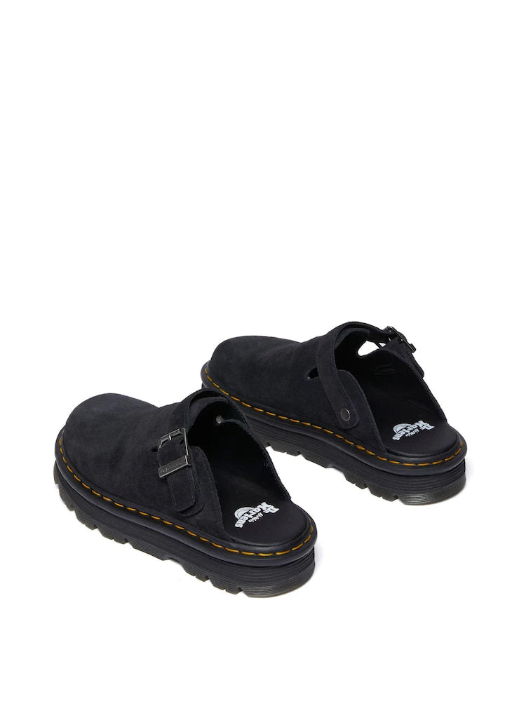 Dr. Martens Black ZebZag Suede Mule Shoes