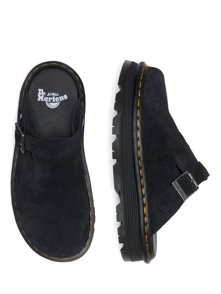 Dr. Martens Black ZebZag Suede Mule Shoes