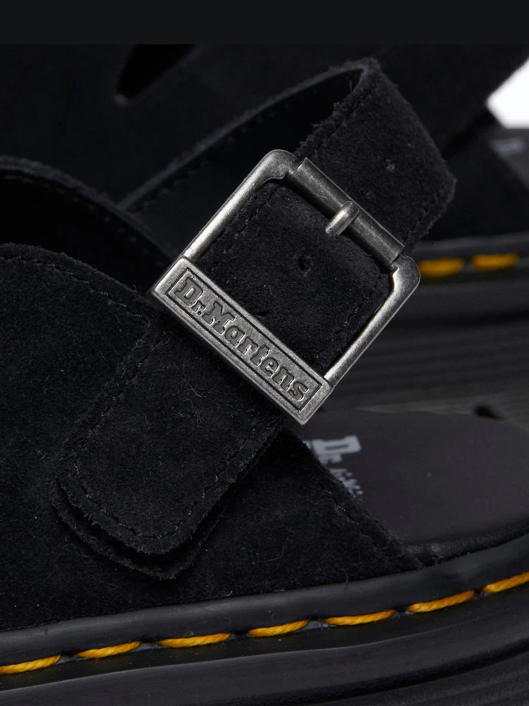 Dr. Martens Black ZebZag Suede Mule Shoes