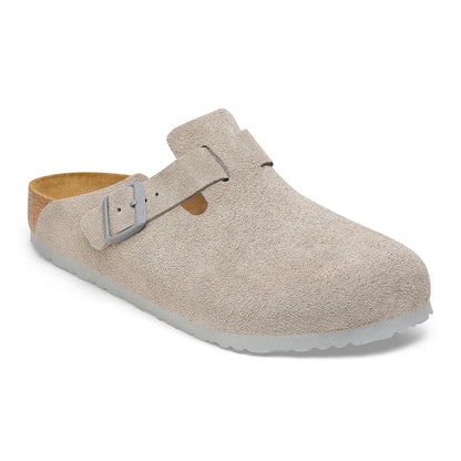 Birkenstock Boston - Antique White Suede Leather