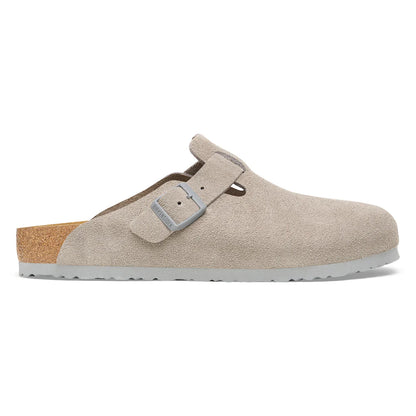 Birkenstock Boston - Antique White Suede Leather