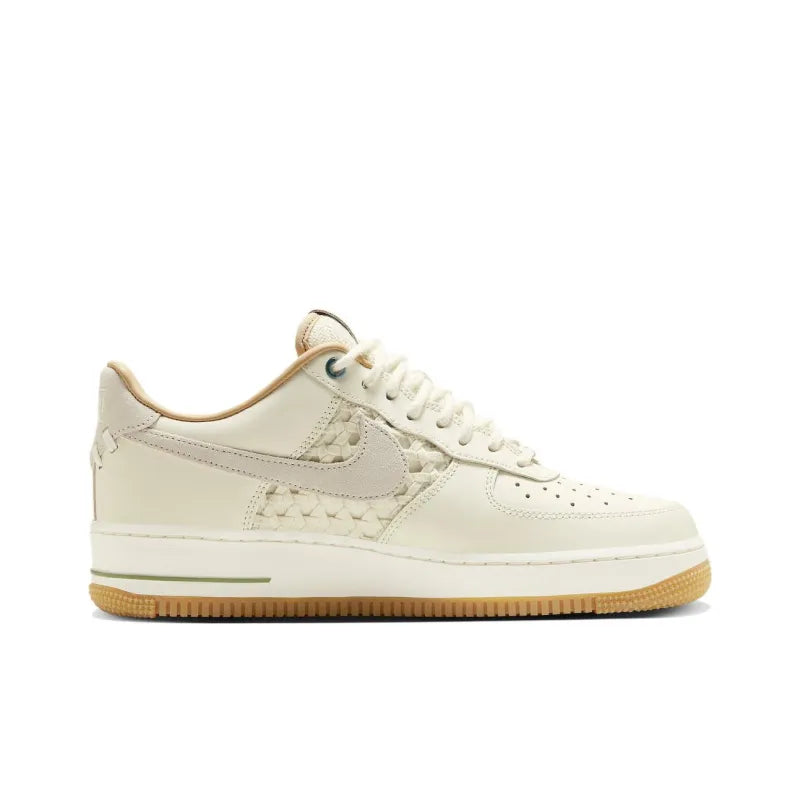 Nike Air Force 1 Low “NAI-KE” Roster Expands With A Cream-Colored, Partly-Woven Style