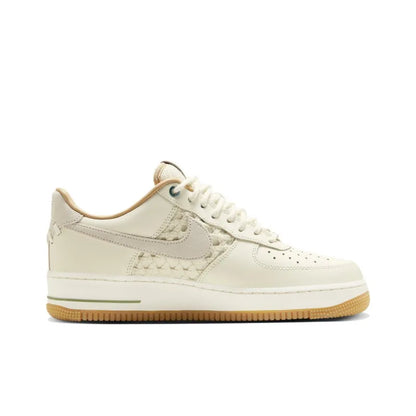 Nike Air Force 1 Low “NAI-KE” Roster Expands With A Cream-Colored, Partly-Woven Style